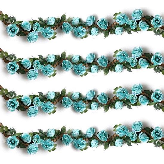 bloemenslinger, kunstbloemen, zijden bloemen, rozenslinger, hangende wijnstok voor thuis, muur, bruiloft, boog, arrangement, decoratie (2 stuks, blauw)