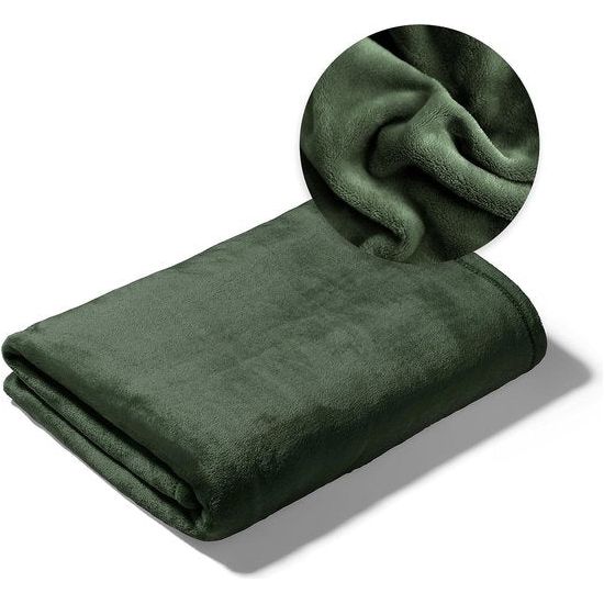 Deken voor bank, bed, knuffeldeken, zachte en warme bankovertrek, deken, sprei, wollig, 150 x 200 cm, dikke bankdeken, woondeken (flessengroen)