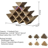 Wijnrek met 13 flessen, 4-traps natuurlijk houten wijnrek, vrijstaand en toonbank-wijnrek, flessenhouder/kast-glasrek, 4-laags, donkerbruin