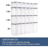 Set van 24 voorraadpotten, BPA-vrij, plastic opbergdoos met deksel, luchtdicht, graanopslagcontainer en voedselopslagcontainers, keukenopslag en organisatie