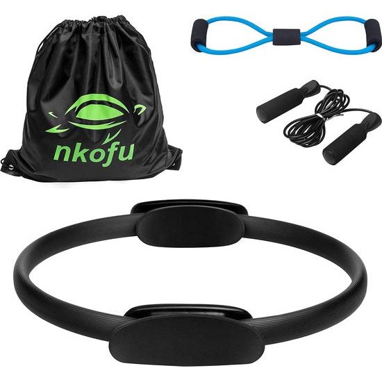 Pilates ring (cirkel cirkel cirkel banden) beentrainer-dijbeen trainingsapparaat bekkenbodem trainer (fitness yoga)springtouw, terraband + tas