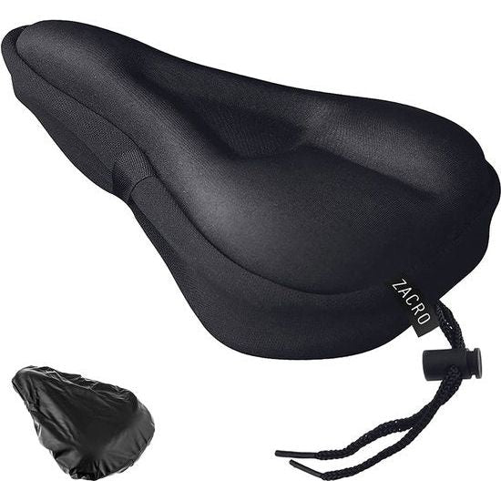 Zadelhoes, Gelhoes voor het fietszadel, Indoor Cycle, zadelhoezen met waterdichte zadelbescherming, perfect voor mannen, vrouwen en kinderen, Zwart, 28 cm x 19 cm