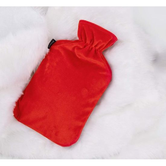 Hot water bottle cover, 2 stuks, fluffy coral fleece, cover voor 2 liter warmwaterfles, grijs en rood (zonder warmwaterfles)