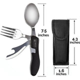 Campingbestek inklapbaar, outdoor survival bestekset, perfect voor kamperen en wandelen, camping messen en bestekset, 19,05 cm x 4,06 cm opengeklapt, 10,9 x 4,06 cm ingeklapt 4-in-1