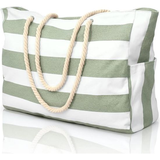 Strandtas, strepen, tote bag, badtas, waterdicht, strandtas, groot, met ritssluiting, shopper, tas, strandtas, XXL, familie, boodschappentas, schoudertas, universiteit, reistas, reistas,