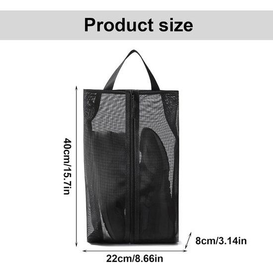 2 stuks schoenenzak voor op reis, ademend, stofdicht, schoenenzak, schoenentas met ritssluiting, vuilafstotende schoenenzak, mesh schoenenorganizer voor thuis en op reis, 2 stuks., schoenentas