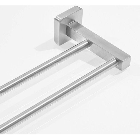 Handdoekhouder met vierkante basis van roestvrij staal 60 cm badkamer- / keukenaccessoires geborsteld nikkel