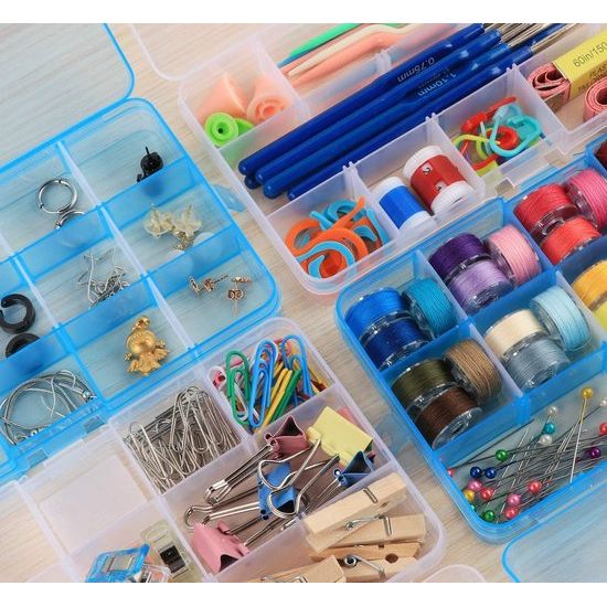 Opbergdoos met compartimenten, doorzichtige sorteerdozen, plastic opbergdoos, sieradendoos, verstelbare assortimentsdoos voor sieradenorganizer, pareloorbellen, 15 raster x 6 stuks