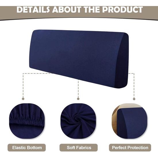 Bed Headboard Covers Stretch Bed Headboard Cover Stretchy Washable Thick Spandex All-Inclusive Dustproof Bed Headboard Cover for Double Bed Single Bed Head (150-170 cm, Dark Blue)