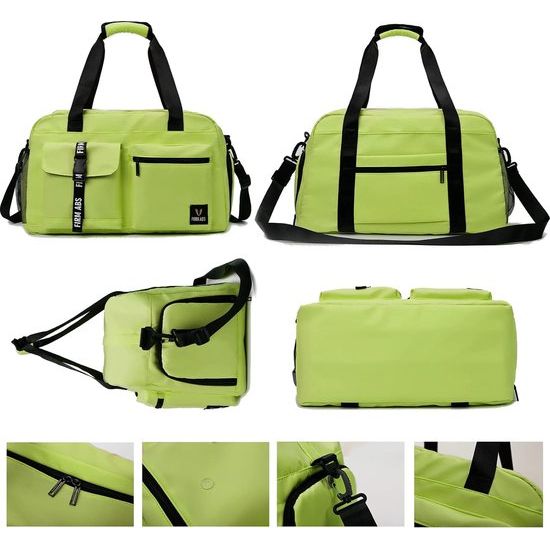 Sporttas voor dames en heren, reistas met schoenenvak, trainingstas met nat vak, waterdichte weekendtas, als gymtas, zwemtas/saunatas kan worden gebruikt, groen, Sportief