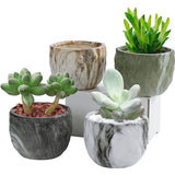 pakket van 4 mini-keramische succulente potten, marmerende bloempot, succulente cactus, bonsai plantenbak voor thuis, kantoor, decoratie, cadeau