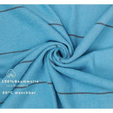 grote strandhanddoek - saunahanddoek van 100% katoen - lighanddoek - 90x180 cm - lijnen - kleur aqua