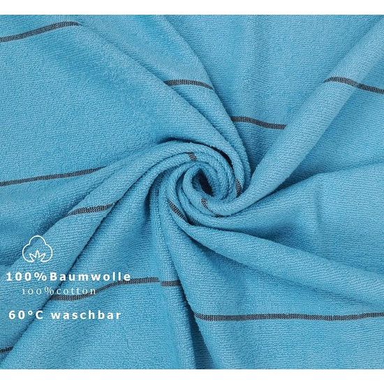 grote strandhanddoek - saunahanddoek van 100% katoen - lighanddoek - 90x180 cm - lijnen - kleur aqua