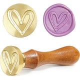 A Love Heart Seal Stamp with Wooden Handle and Brass Head, Removable Stamp, Personalised Invitation Cards, Wedding/Birthday Decoration, Wax Seal/Gift Packaging (Wood)