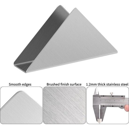 Servethouder van roestvrij staal, driehoekige servetdispenser, metalen servetorganizer, 1 stuks zilver