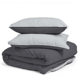 100% Katoen Dekbedovertrek 155cm x 220cm Antraciet/Grijs - Zacht & strijkvrij dekbedovertrek met rits - Tweekleurig dekbedovertrekset met 2 kussenslopen 80cm x 80cm