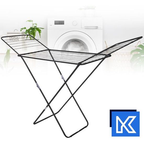 Droogrek, 180 x 55 x 101 cm - luchtstroomwasrek, wasdroger met antislipvoeten, vleugelwasdroger, kleding - Antraciet