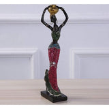 2 stuks Afrikaanse dame sculptuur stammen dame figuur beeldjes hars handwerk verzameling standbeeld vintage desktop ornamenten