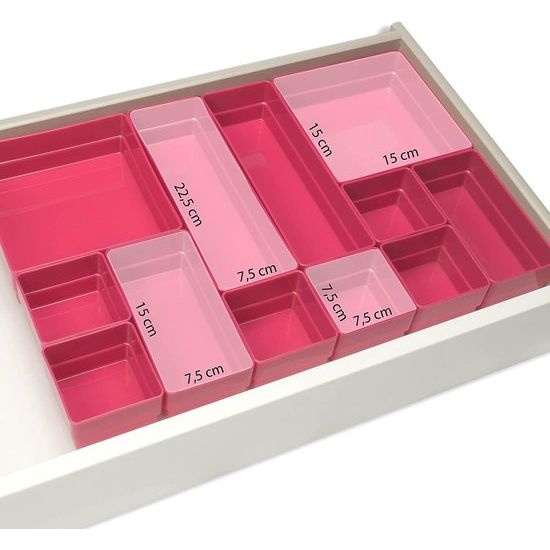 Hausfelder Ordenliebe Lade-organizer, opbergsysteem voor het opbergen van keuken, kantoor, make-uptafel, cosmetica (roze)