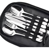 Campingbestekset Barbecuebestek Reisbestek met lepel, mes, vorken, wijnopener en bord voor 1-2 personen - Perfect voor buiten wandelen Campingbarbecuefeest