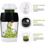 Spiraalsnijder, groente met reservoir, 4-in-1 groentesnijder, spaghetti groenteschaaf, spiraalsnijder voor groentespaghetti, courgettes, wortelen, aardappelen, wortels, wortelen, wortels,