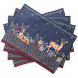 Stoffen placemats, 100% katoen set met 4, 33 cm x 48 cm decoratieve, wasbare paastafel-placemat voor eten, feestdagen, buffetfeesten en bruiloften, Christmas Joy - lente/zomer