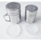 2 stuks poedersuikerstrooier, met deksel, poedersuiker-strooier, meelstrooier, poedersuiker, roestvrijstalen poederstrooier, meelzeef, voor thuis, restaurant, outdoor