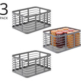 Universele mand voor het hele huis - Metalen opbergmand voor keuken, bijkeuken, badkamer enz. - Compacte en universele draadmand - Set van 3 - Grijs