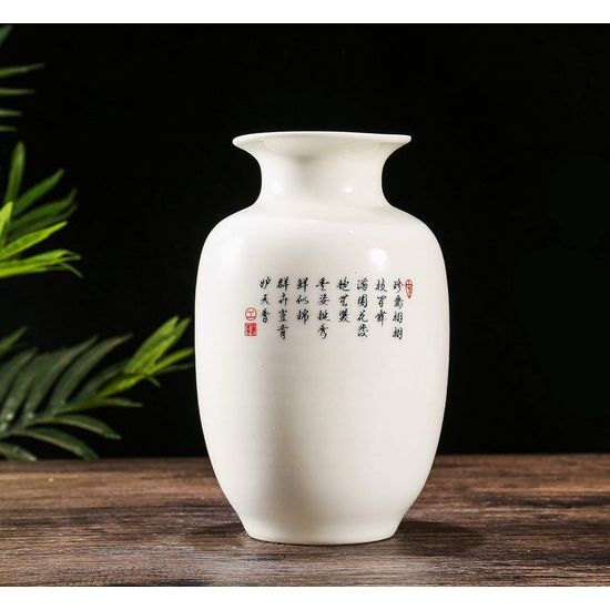 Chinese vogel- en bloemenvaas, Jing Dezhen witte kleine keramische vaas antieke vazen, kunst decoratieve vaas voor huishouden, kantoor, bruiloft, feest