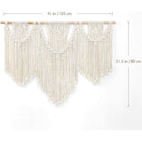 Macramé wandtapijt, groot boho-geweven wandtapijt, bladeren, kwastjes, Boheems tapijt, katoenen touw, macramé, wanddecoratie voor slaapkamer en woonkamer, achtergrond, 110 x 80 cm