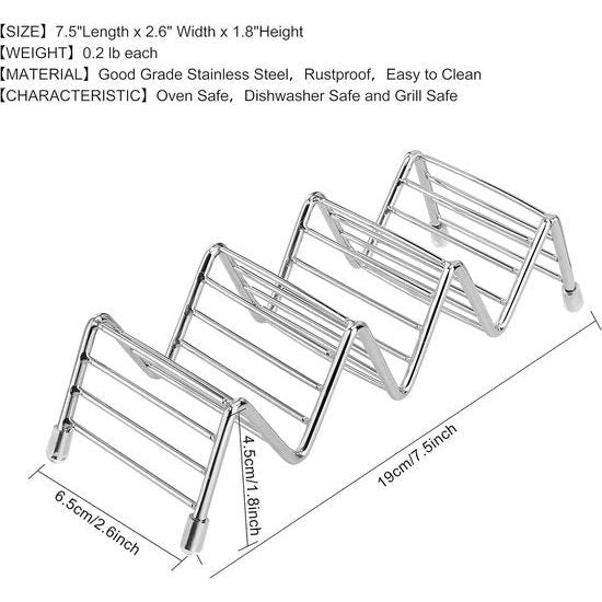 Taco Houder staander, roestvrij staal, taco rek, golfvorm, voedselstandaard, keukengadget gereedschap voor harde of zachte schelpen, tacos, sandwiches, 2 stuks