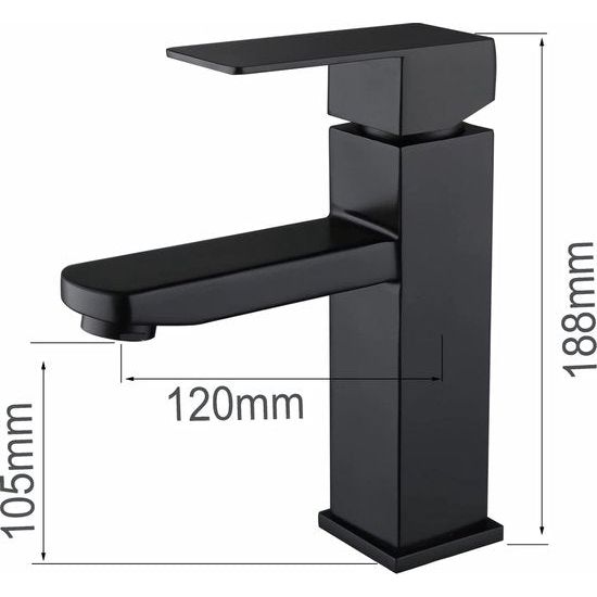 Wastafelarmatuur, waterkraan badkamer, koud en warm wasgoed, waterkraan wastafel voor badkamer, eenhandsmengkraan, wastafel kraan, badkamer roestvrij staal 304 mengkraan (zwart)