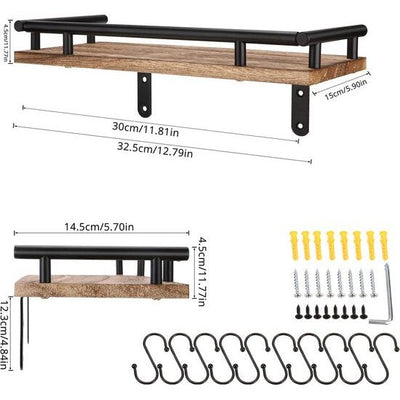 Pannen Houder OROPY Rustiek Houten Kruidenrek Aan De Muur - 4 Planken, Instelbare Afstand, Voor Boven Het Fornuis Of Keukenmuur Massief Hout Met Metalen Beugels Pannen Houder OROPY Rustiek Houten Kruidenrek Aan De Muur - 4 Planken, Instelbare Afstand, Voor Boven Het Fornuis Of Keukenmuur Massief Hout Met Metalen Beugels
