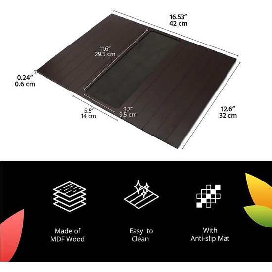 Bankbak voor bank en bank met antislipbasis. Gewogen pagina's. Geschikt voor vierkante stoelarmen. (donker bruin)