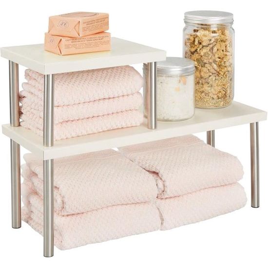 Keukenplank met 2 planken - Slank bordenrek voor werkbladen en kasten - Twee lagen metaal en roestvrij staal afdruiprek voor keuken