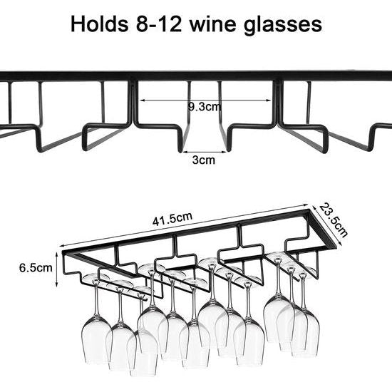 Glazen houder, roestvrij staal, glashouder, wijnrek, glazenhouder met 4 rijen voor 12 glazen voor bar, keuken, café