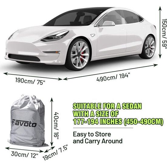 Autoafdekking, volledige afdekking, afdekzeil, voor de auto, stofdicht, waterdicht, autohoes, winter- en zomer, voor 450-495 cm, zachte limousine, zilver, 2,95 kg