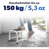 KADAX - Opstapkruk, trapladder van staal, huishoudladder tot 150 kg - draagkruk met antislip voeten, huishoudladder, aluminium kruk - 1 trede