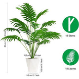 Set van 2 kunstareca palmplanten in potten, 85 cm kunstplanten, tropische palmen met groene bladeren en stammen, kunstpalm met potten voor thuis, kantoordecoratie