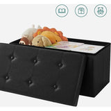 Kruk 80 liter, opbergdoos, voetenbank, opvouwbaar, tot 300 kg belastbaar, kunsthoes leeg, stof aarde, zwart