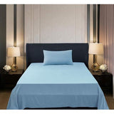 100% katoenen eenpersoonslakenset, eenpersoons hoeslaken 90 x 200 cm, bovenlaken 160 x 280 cm, 1 kussensloop 50 x 80 cm, lichtblauw