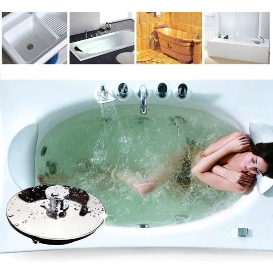 Afvoerstop, wastafelstop van roestvrij staal, universeel 42 mm-45 mm bovenkant aan de onderkant, badstop voor zwembaden, badkuipen