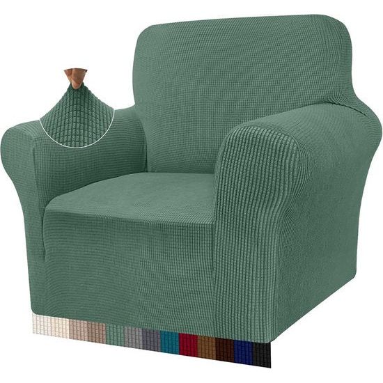 High Stretch bankovertrek, moderne bankovertrek, jacquard, elastische bankovertrek voor woonkamer, protector voor honden en huisdieren (1-zits, salie)