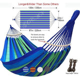 Hangmat 2 personen 220 x 160 cm totale lengte 330 cm belasting 300 kg canvas katoenen hangmat buiten voor tuin binnen kinderen balkon rood met afneembaar spreidstok