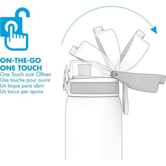 drinkfles, 600 ml, lekvrij, met één hand, veilige vergrendeling, vaatwasmachinebestendig, klapdeksel, draaggreep, gemakkelijk te reinigen, duurzaam en krasbestendig