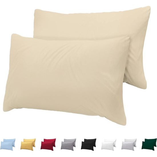 kussensloop 40x70 cm van 100% katoenen jersey (set van 2) 150 g/m² - beige - met ritssluiting - kussenslopen 40 x 70 cm - kussenhoes Öko-Tex gecertificeerd - ultra zacht en ademend