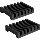 Set van 2 lange siliconen zeepbakjes, droogdesign zeepbakje, met zelflozende afvoer zeepbakje, voor keuken, doucheruimte, badkamer (zwart)