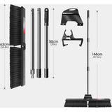 Bezem met handvat, 144 cm lange industriële bezem met 63 cm brede grote borstelkop, straatbezem Borstelbezem voor het reinigen van tapijt Betonnen vloeren Houten vloeren Hallen Tuinen Garages