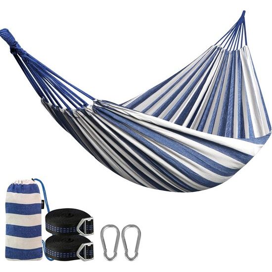 Hammock Outdoor Cotton Large Camping Hammock with Free Adjustable Straps Accessories, Portable Hammocks with Carry Bag for Garden, Patio, Yard