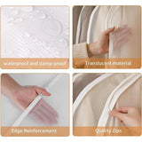 12 stuks kledingzakken, 60 x 100 cm, afdekking met ritssluiting aan de zijkant, stofdicht en waterdicht, voor overhemden, pakken, mantels